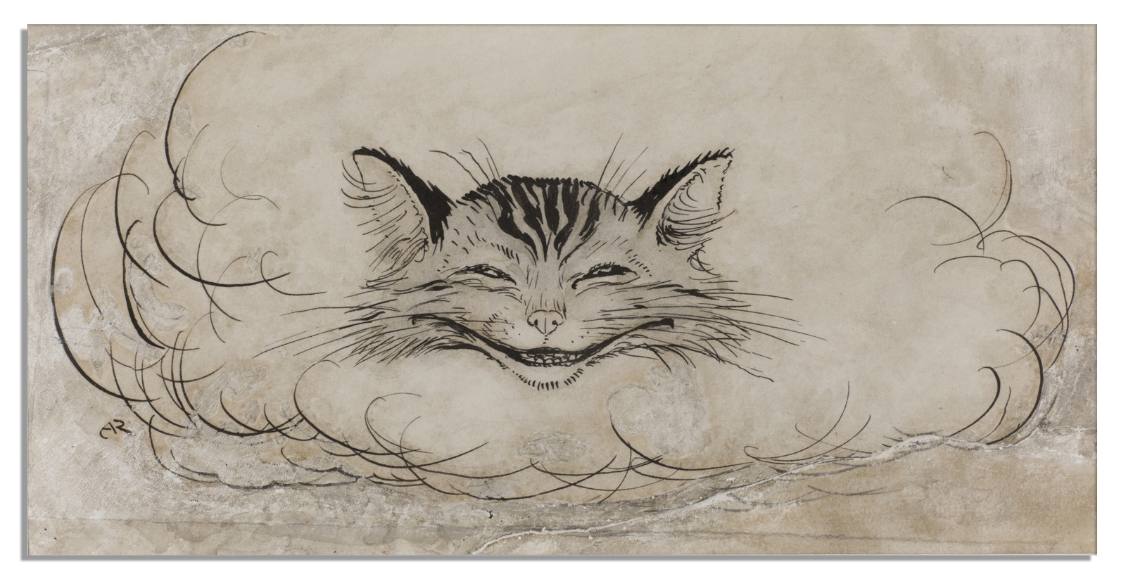 アーサー ラッカムの直筆ドローイング 不思議の国のアリス チェシャ猫