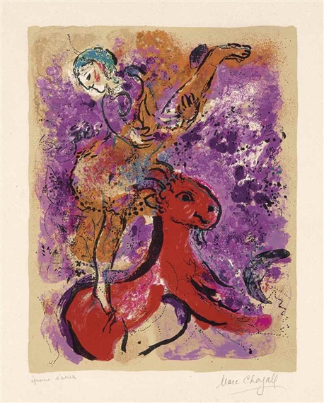 マルク・シャガール リトグラフ サイン AP版 《赤い馬に乗る女曲馬師》