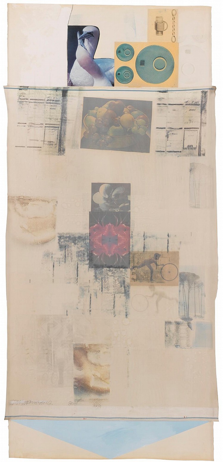 ロバート ラウシェンバーグ ソルベント トランスファー フロッタージュ アクリル絵の具 鉛筆 紙に貼った布にペーパーコラージュ クランベリー マーシュ