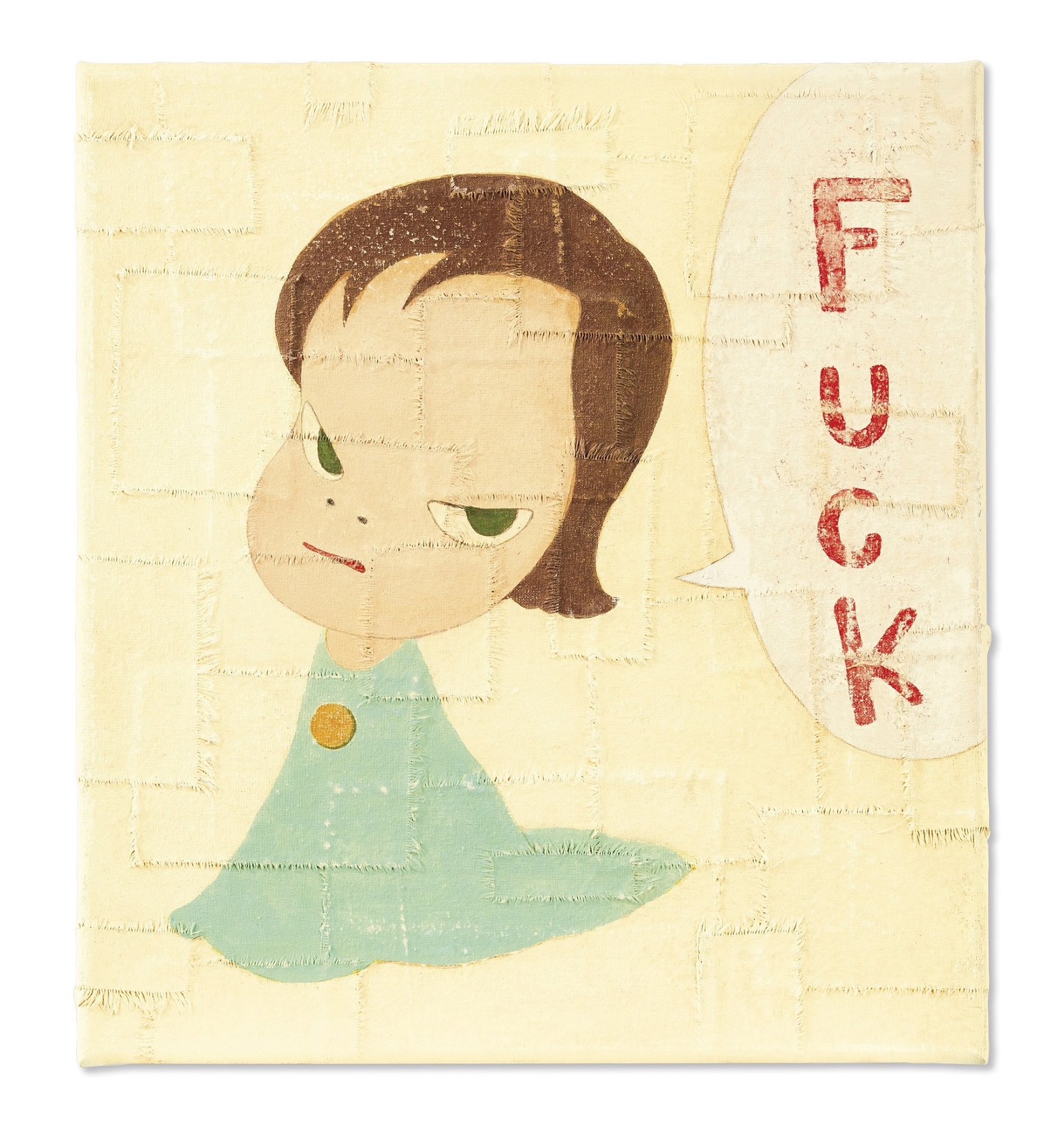 奈良美智acrylic on cotton mounted on canvas signed 《Fuck!》 | 若