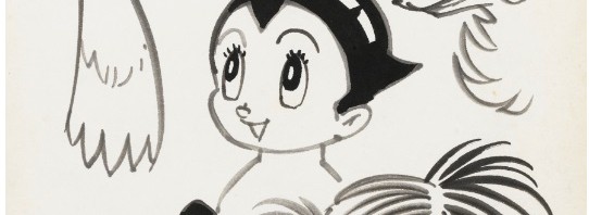手塚 治虫 色紙にインク サイン 《鉄腕アトム＆その他のキャラクター》