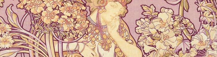 アルフォンス・ミュシャ ベルベット サイン 《花の中の女》