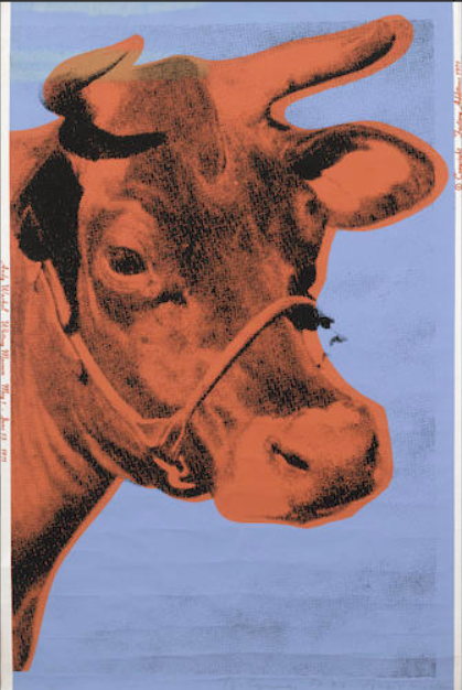 アンディ ウォーホル 壁紙にシルクスクリーン サイン 限定約１００ 牛